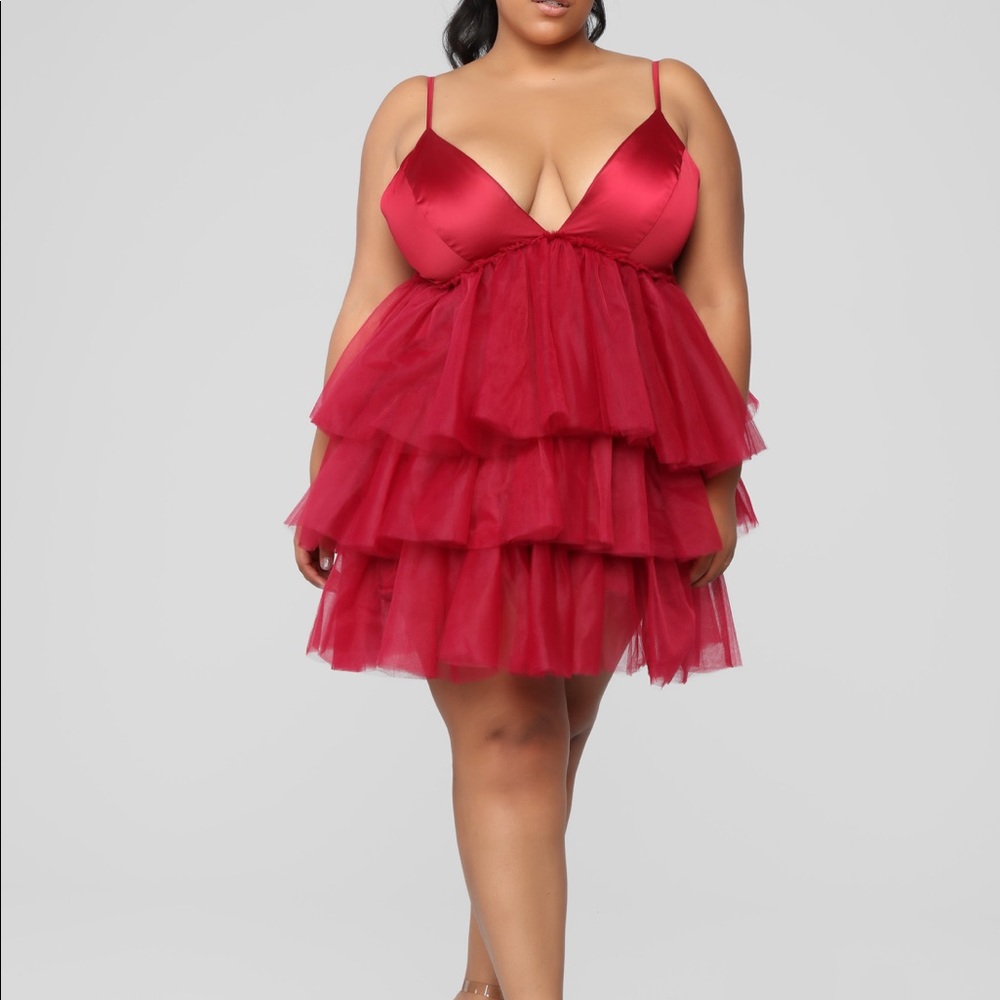 Pretty Red ruffle dress 1X